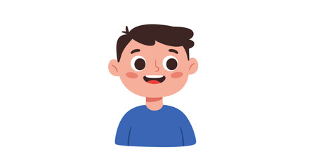 Cartoon illustration of a smiling boy wearing a blue sweater and dark pants.