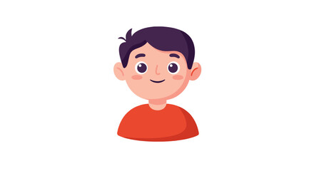Cartoon illustration of a smiling boy wearing a blue sweater and dark pants.
