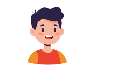 Cartoon illustration of a smiling boy wearing a blue sweater and dark pants.