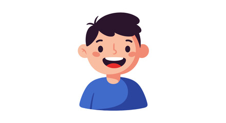 Cartoon illustration of a smiling boy wearing a blue sweater and dark pants.