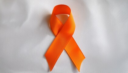 Orange Ribbon Over A Transparent Background Symbol Of Leukemia Kidney Cancer And Racial Tolerance Awareness