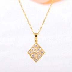 Gold necklace with diamond-studded pendant
