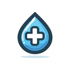 Obraz premium Blue medical water droplet with a cross symbol
