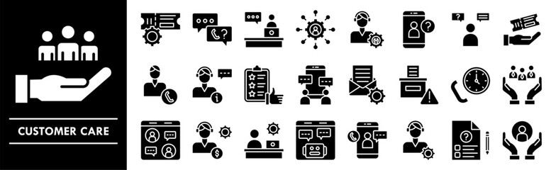 Customer Care icon collection set. Containing design support, service, customer, care, business, help, call