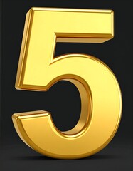 Gold number five on dark background