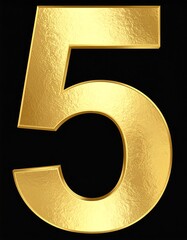 Gold number five on a black background