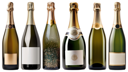 PNG Elegant sparkling wine bottles displayed, element set on transparent background