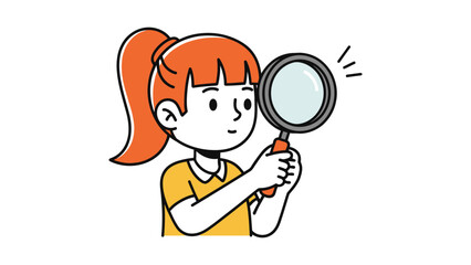 Curious Young Girl Holding a Magnifying Glass
