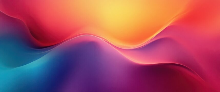 Smooth abstract waves blending vibrant colors including red, orange, purple, and blue creating a fluid, dynamic, and calming visual effect - Powered by Adobe