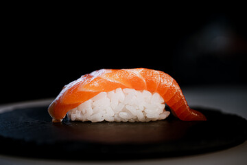 Sashimi Nigiri Platter with Fresh Tuna and Salmon in Japanese Restaurant