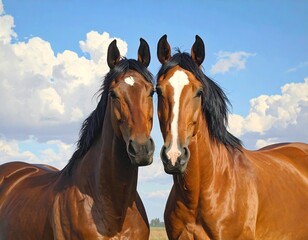 Obraz premium Majestic equines under a cerulean sky