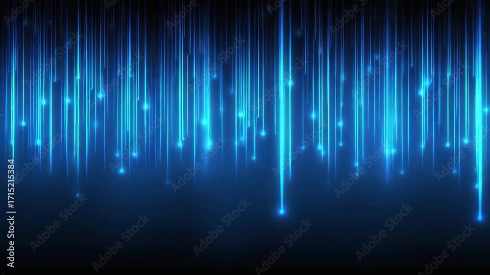Wall mural blue glowing vertical light streaks with digital energy create abstract futuristic technology backgr