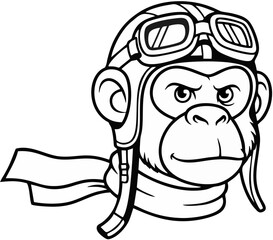 Obraz premium Monkey Pilot Colored