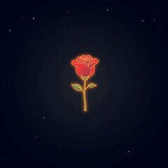 Minimalist Illustration of a Red Rose Floating on Dark Background