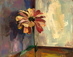 Single Bloom in Shadowed Room Corner with Artistic Background
