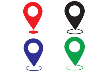 Location pins in black and red colors Set of location pin icon vector
