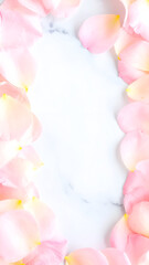Scattered Rose Petals Create a Delicate Display on Marble Surface