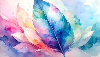Soft Tumble of Colorful Petals and Feathers in Watercolor Art