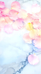 Delicate Rose Petals Scattered on Chilled Marble Surface