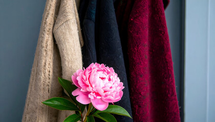 Cozy Woolen Hoodies with Beautiful Blooming Flower in Hallway