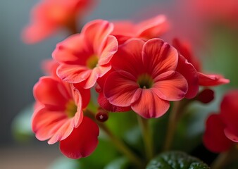 Vibrant Red Geranium Flowers in Close-Up