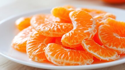 Freshly Peeled Orange Slices on a White Plate Ready to Enjoy