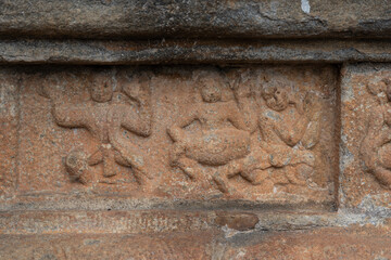 A carved statues . at the Buddhist stupa complex at the Gadaladeniya 
