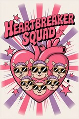 Heartbreaker Squad: Cartoon Bears with Sunglasses in a Heart wit