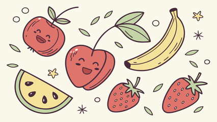Fun Cartoon Fruit Seamless Vector Pattern with Bright and Playful Colors