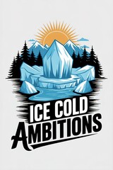Ice Cold Ambitions: Mountain Sunrise Iceberg Graphic Design