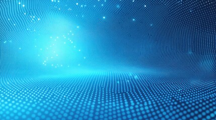 abstract digital landscape of flowing blue dots forming waves and glowing particle clusters conveying futuristic technology and data movement