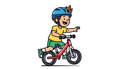 Fototapeta premium Young boy wearing helmet rides a bicycle, enjoying a healthy and active lifestyle