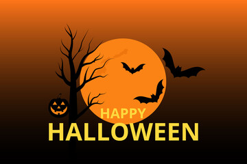 spooky halloween night with bats illustration