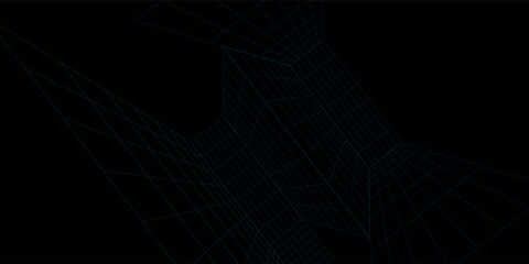 Abstract geometric tunnel with dark grid lines forming a futuristic wireframe structure, creating depth, symmetry, and a modern digital background pattern.
