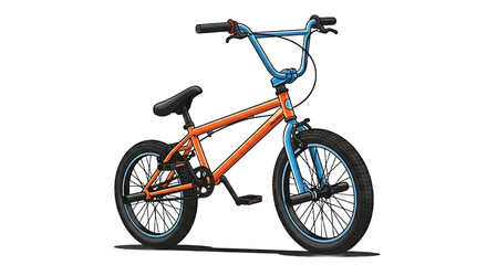 Fototapeta premium BMX Bike Orange and Blue BMX Bicycle Against a White Background