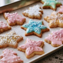 Fototapeta premium Baking festive cookies home kitchen food photography cozy environment close-up view holiday spirit