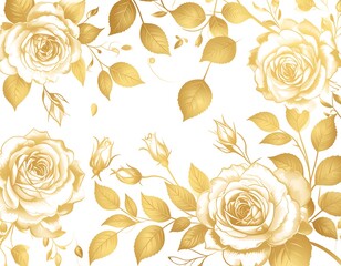 Gold roses on white background