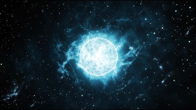 glowing white dwarf surrounded by faint cosmic dust, lonely in deep space