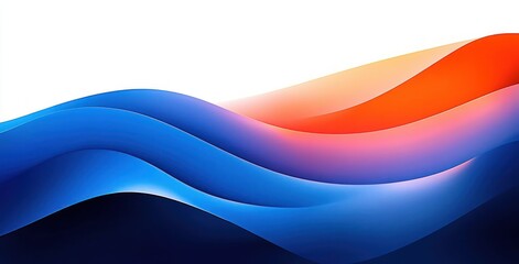Smooth flowing abstract waves in vibrant blue and orange hues creating a dynamic and calm visual effect on white background