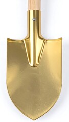 Gold shovel head against white background