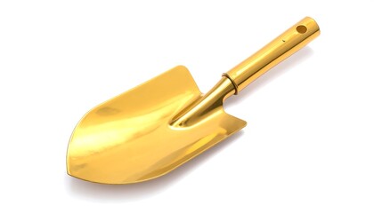 Gold shovel on white background (1)