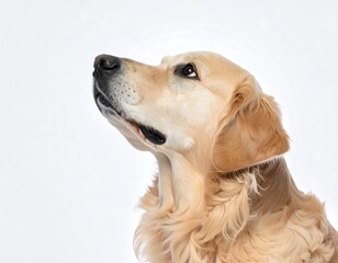 Golden Retriever portrait, looking upward