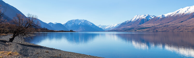  Panoramic view of Lake Ohau, South Island, New Zealand