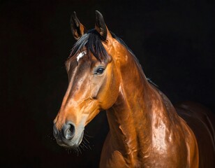 Obraz premium Majestic horse portrait against a dark backdrop