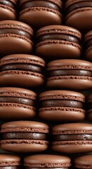 Fototapeta premium Gourmet Chocolate Macarons: Delicious French Pastries for Sweet Indulgence