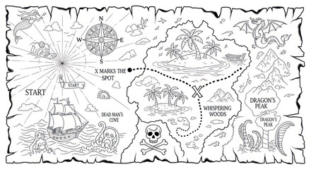 Fototapeta premium Vintage treasure map illustration