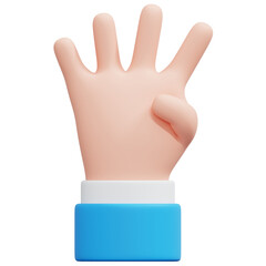 3D Four Finger Hand Gesture Icon