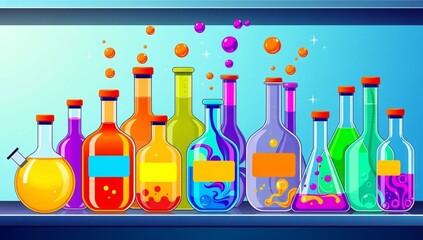 wine bottle and glass on abstract background