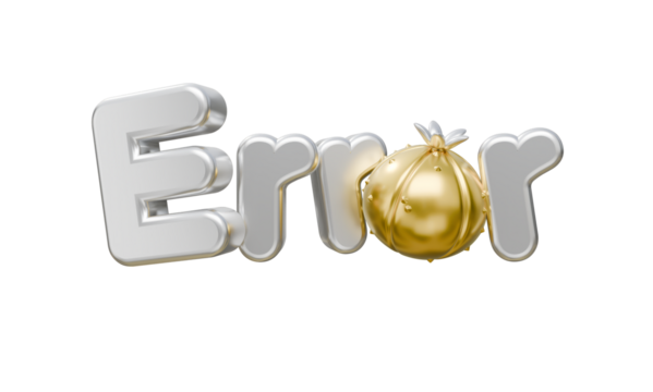 Gold silver error word 3D render black background isolated