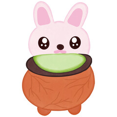 Bunny with the magic cauldron in Halloween theme 